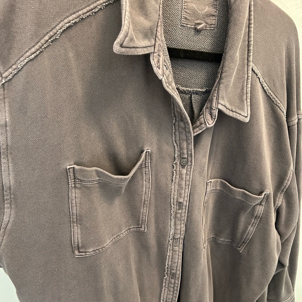 Aerie Lumberjane fleece button-up smoky gray